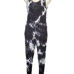 Stylish Black and White‎ Tie-Dye Jumpsuit